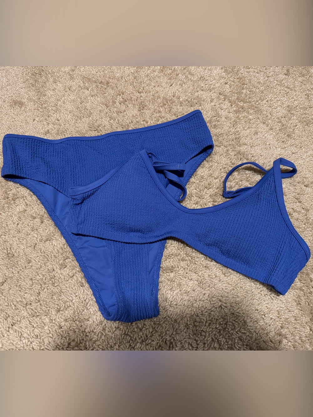 aerie ribbed crinkle Bikini Set - Royal Blue